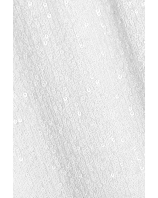 retroféte White Violet Asymmetric Lace-up Sequined Stretch-tulle Gown