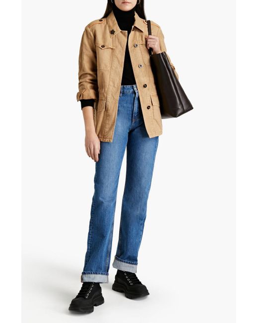 Belstaff Embellished Cotton And Linen-blend Twill Jacket in Natural | Lyst  Canada