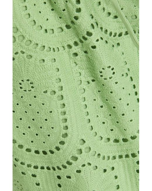 Farm Rio Green Broderie Anglaise Cotton Shorts