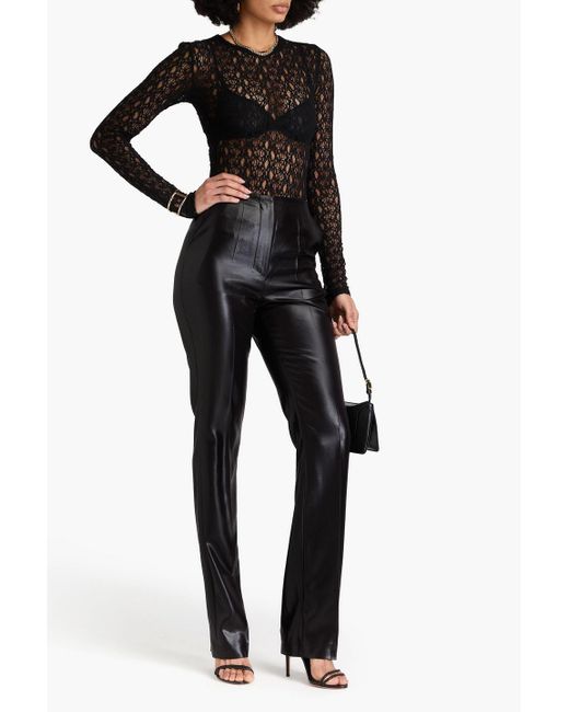 Nanushka Black Hose mit schmalem bein aus satin