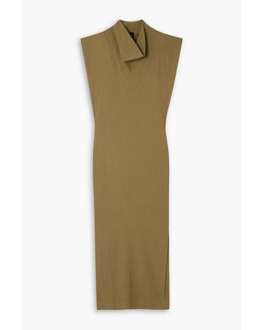 Petar Petrov Green Avis Draped Twill Midi Dress