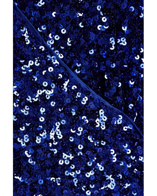 ROTATE BIRGER CHRISTENSEN Blue Sequined Tulle Mini Wrap Dress