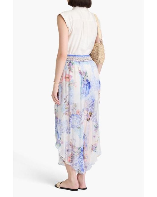 Camilla Blue Printed Silk-crepon Culottes