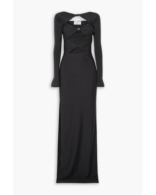 Coperni Black Embellished Cutout Stretch-jersey Maxi Dress