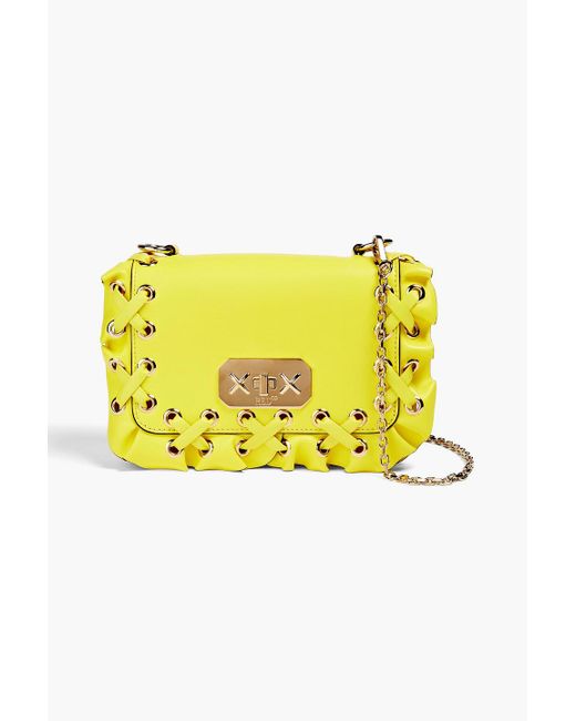 Red(v) Yellow Rock Ruffles Leather Shoulder Bag