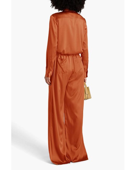 Alex Perry Orange Palmer Silk-blend Satin Shirt