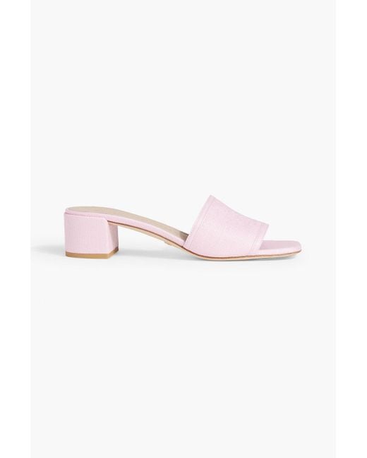 Stuart Weitzman Pink Cayman 35 mules aus canvas