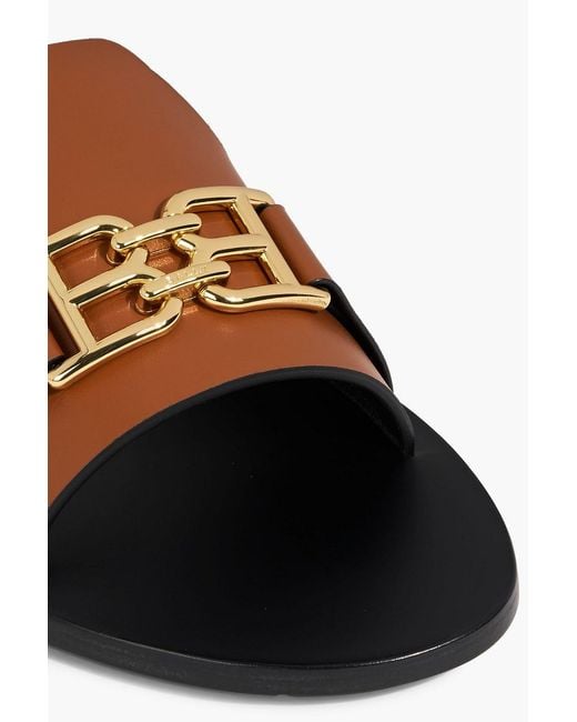 Bally Brown Positano Embellished Leather Slides