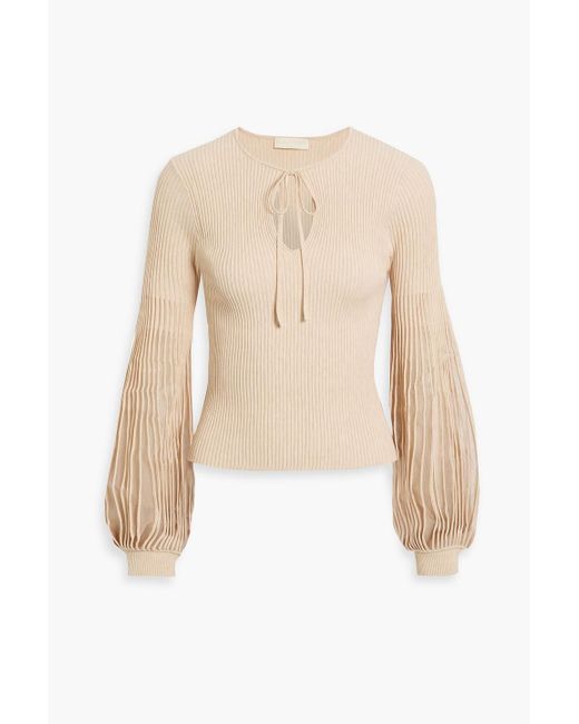 Ulla Johnson Natural Lenora Ribbed-knit Top