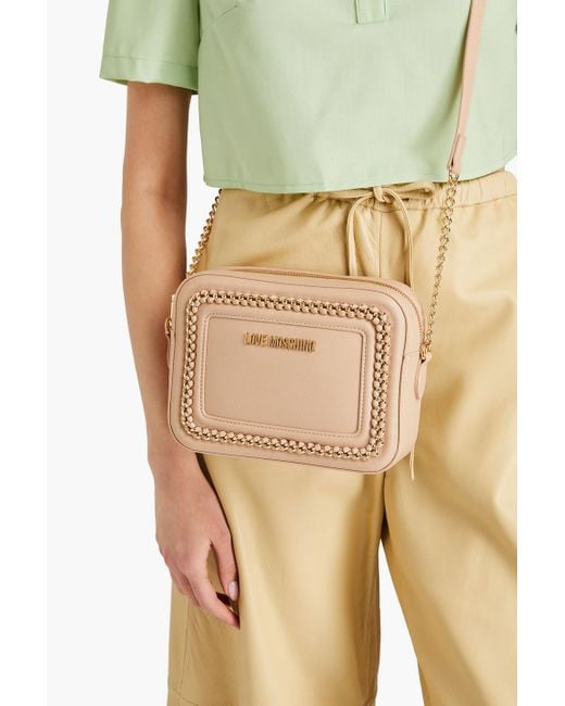 Love Moschino Natural Chain-embellished Faux Leather Shoulder Bag