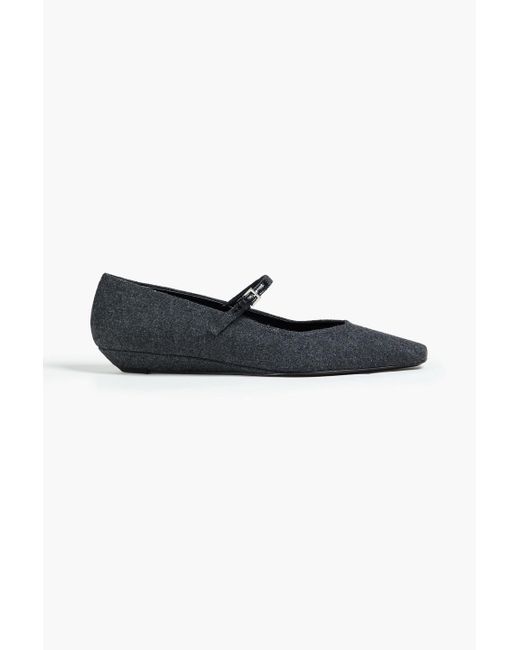 Loulou de Saison Black Regane Flannel Mary Jane Flats