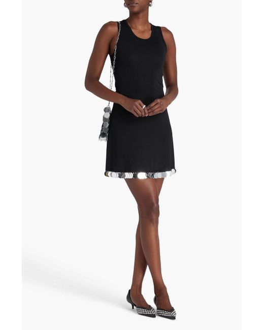 Rabanne Black Sequin-Embellished Crepe Mini Dress