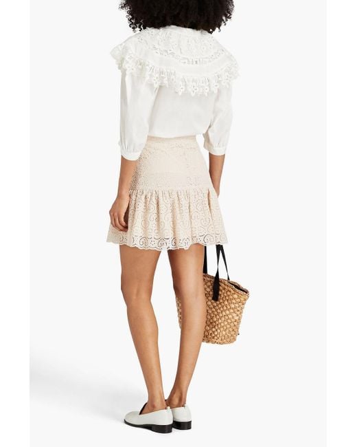 Sandro Natural Claudelle Ruffled Broderie Anglaise Cotton Mini Skirt