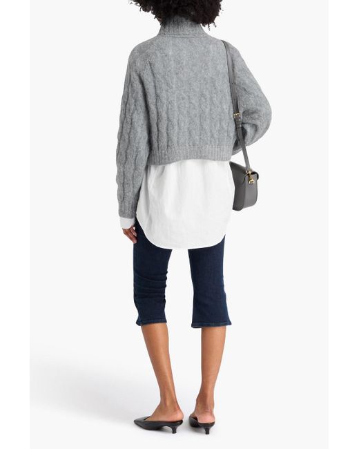 Brunello Cucinelli Gray Bead-Embellished Wool And Mohair-Blend Turtleneck Sweater
