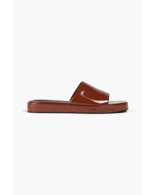 By Far Brown Shana Patent-leather Slides