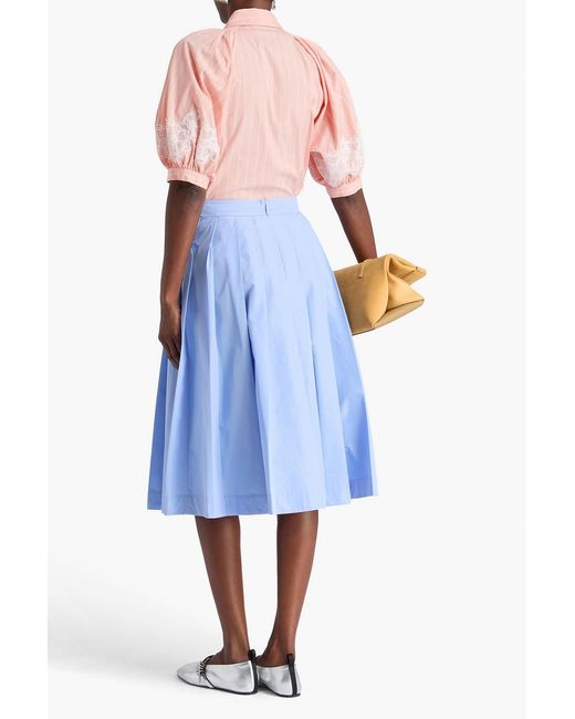 3.1 Phillip Lim Pink Lantern Lace-Trimmed Striped Cotton-Poplin Shirt