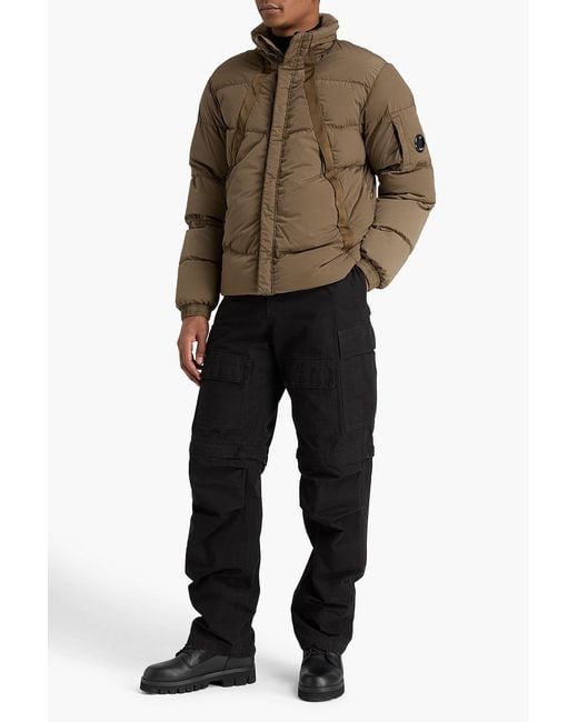 C P Company Brown Webbing-Trimmed Quilted Shell Down Jacket for men