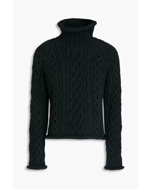 Maison Margiela Cropped Cable-knit Wool Turtleneck Sweater in