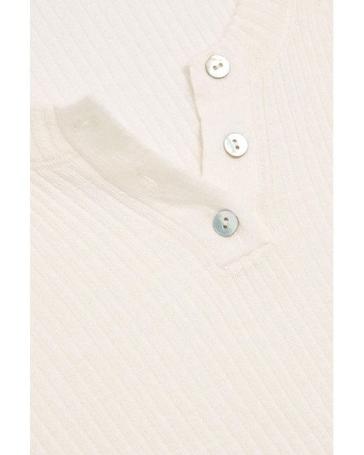 Vince White Ribbed Cashmere And Silk-Blend Sweater