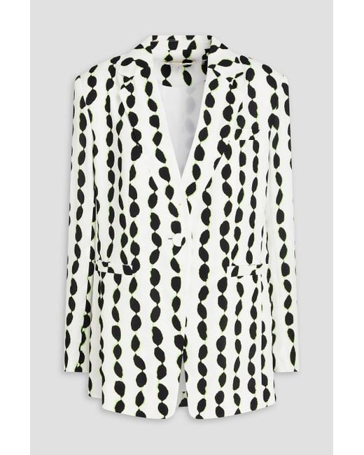 Diane von Furstenberg Black Dalton Printed Crepe Blazer