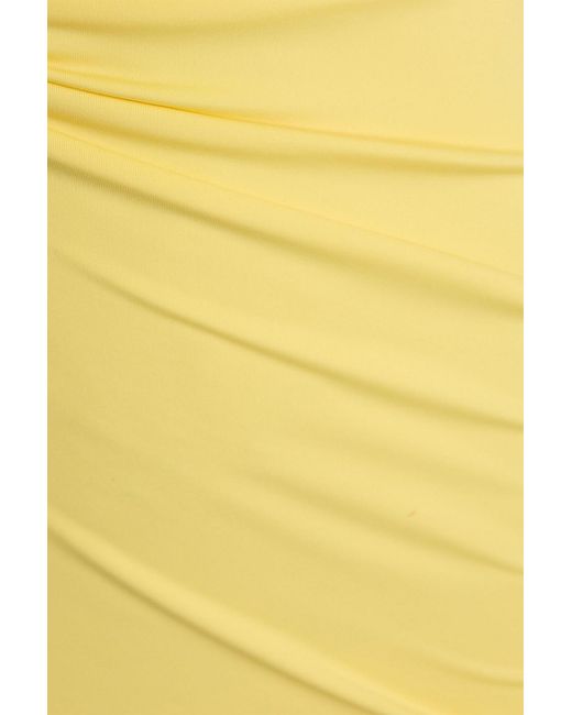 Maygel Coronel Yellow Lucir Floral-Appliquéd Stretch-Jersey Maxi Dress