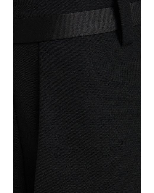 Anine Bing Black Louisa Cropped Wool-Twill Straight-Leg Pants