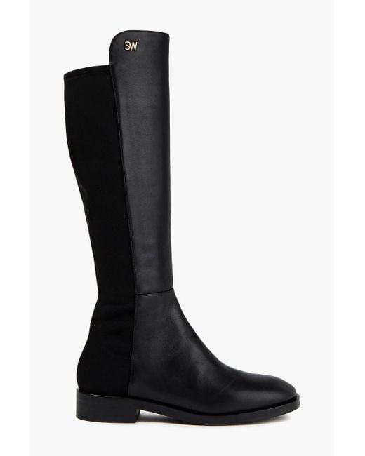 Stuart Weitzman Keelan Leather And Neoprene Knee Boots in