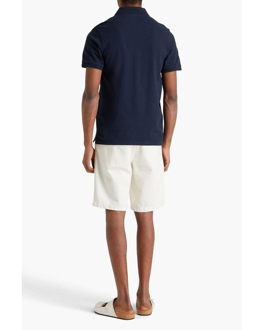 Sandro Blue Appliquéd Cotton-piqué Polo Shirt for men