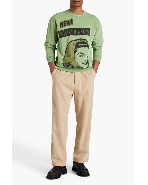 J.W. Anderson Green Printed French Cotton-terry Sweatshirt for men