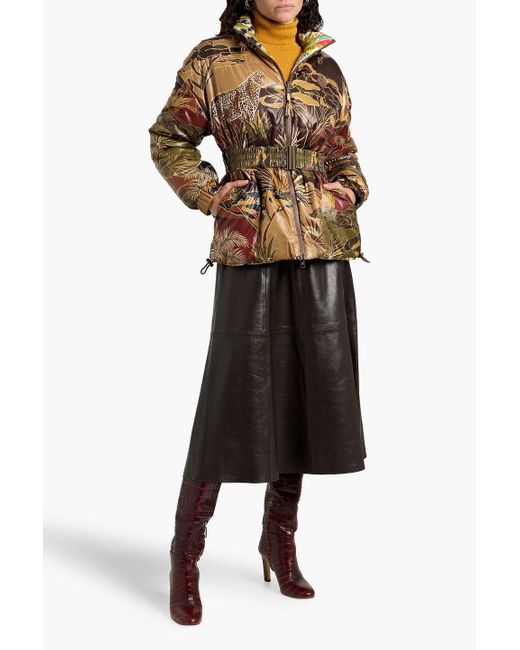 Farm Rio Brown Reversible Printed Quilted Shell Jacket