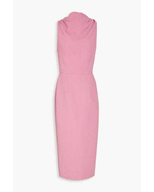 Rebecca Vallance Pink Draped Crepe Midi Dress