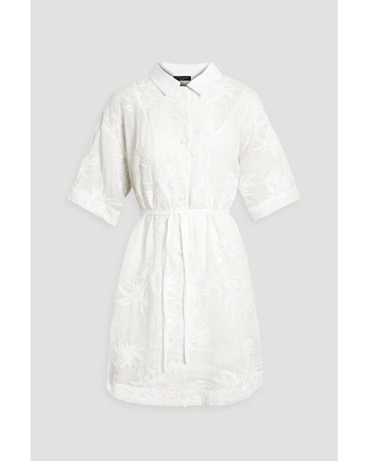 Rag & Bone White Reed Broderie Anglaise Ramie Mini Shirt Dress