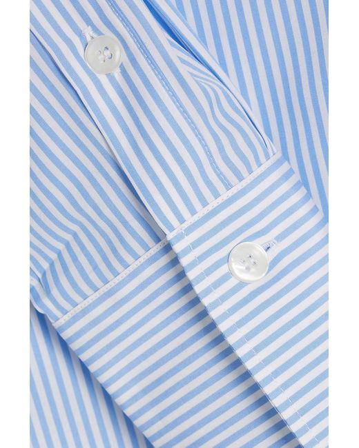 Another Tomorrow Blue Striped Cotton-Poplin Shirt