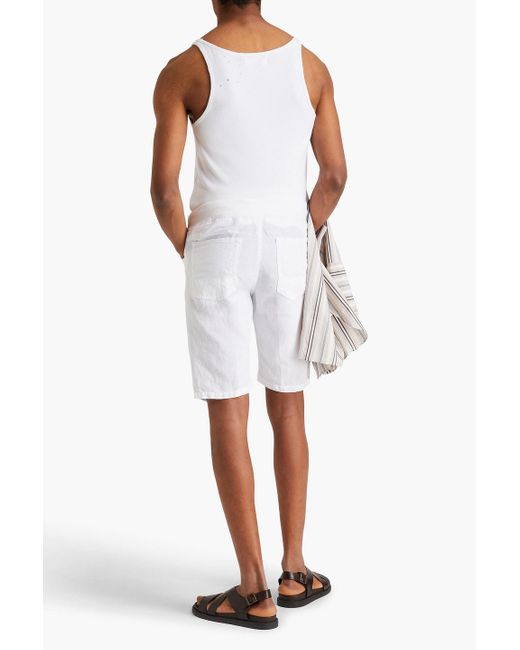120% Lino White Linen Shorts for men