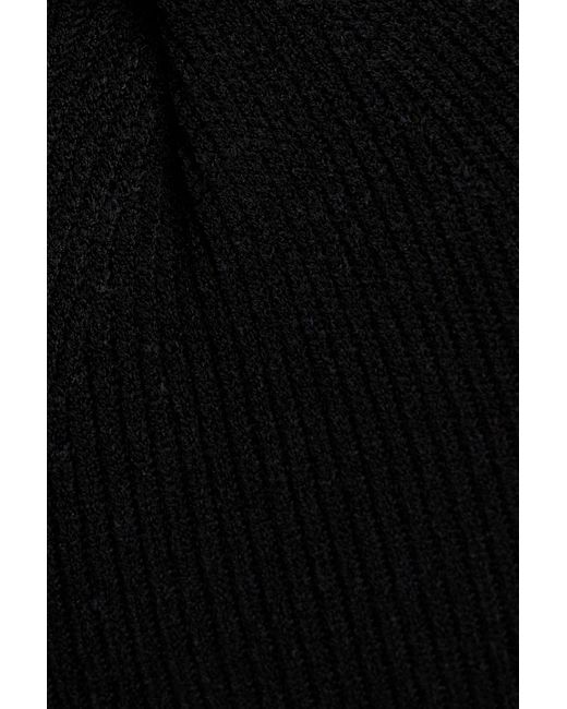 Galvan Black Crystal-embellished Ribbed-knit Midi Dress