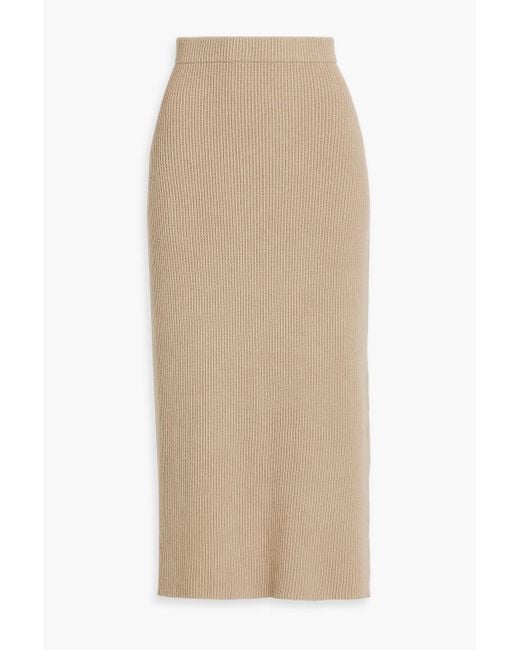 By Malene Birger Natural Kyra Ribbed Ecovero-Blend Midi Skirt