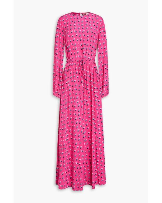 Diane von Furstenberg Pink Sydney Printed Crepe De Chine Maxi Dress