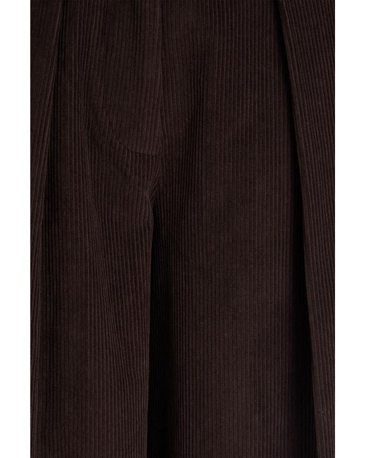 S.S.Daley Black Eildih Pleated Cotton-chambray Wide-leg Pants