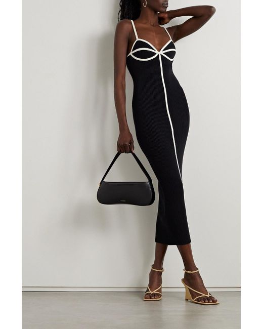 Mara Hoffman Black Sasha Piped Ribbed Cotton-blend Midi Dress