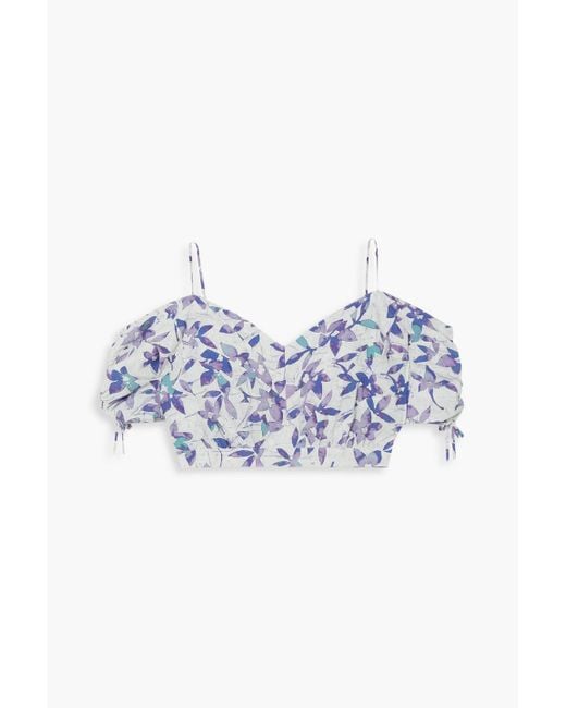 Isabel Marant Blue Lizberit Cold-shoulder Cropped Floral-print Voile Top