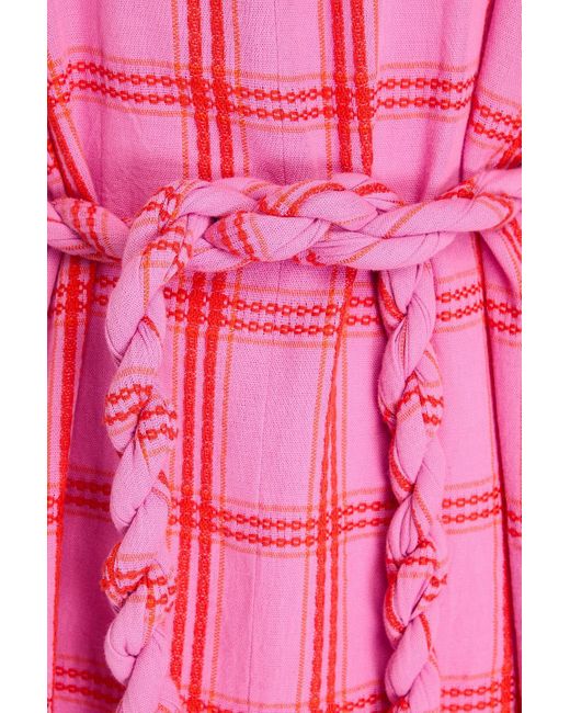 Mara Hoffman Pink Lysa Checked Cotton-jacquard Midi Dress