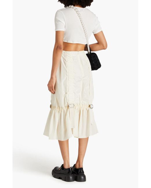 Simone Rocha Natural Buckled Taffeta Midi Skirt
