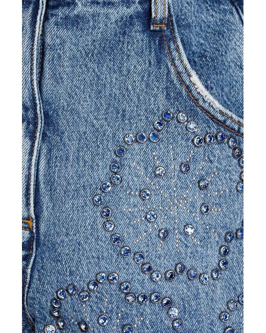 Maje Blue Crystal-embellished Denim Shorts