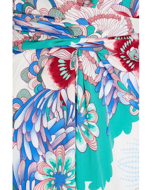 Melissa Odabash Blue Wisdom maxikleid aus webstoff mit floralem print und wickeleffekt