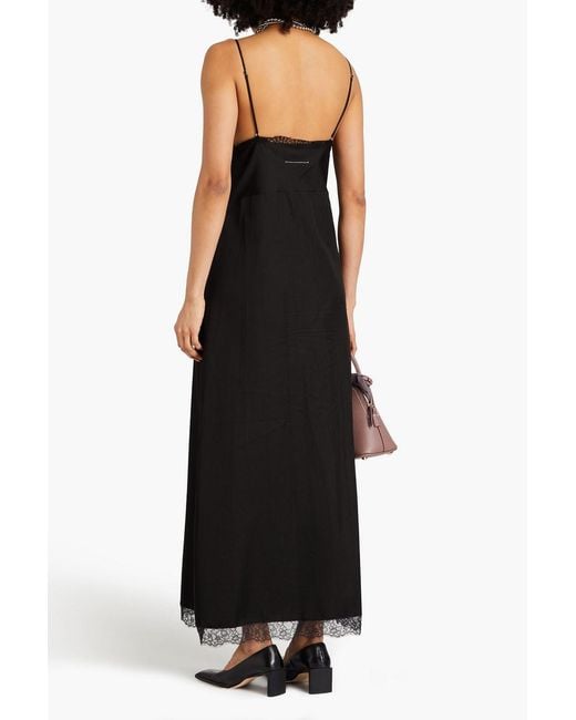 MM6 by Maison Margiela Black Cotton-blend Slip Dress
