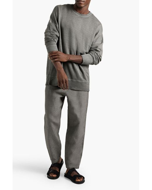120% Lino Gray Linen-blend Jersey Sweatshirt for men