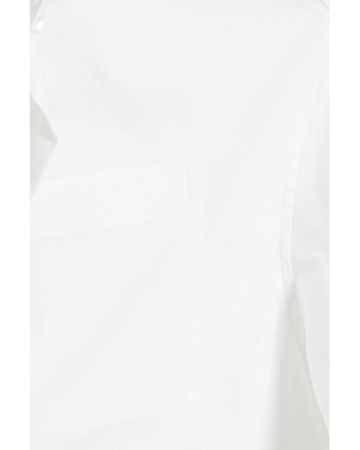 Brunello Cucinelli White Hemd aus popeline aus einer baumwollmischung mit zierperlen