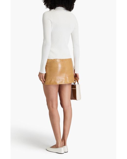 Veronica Beard White Aviva Ribbed-knit Cardigan