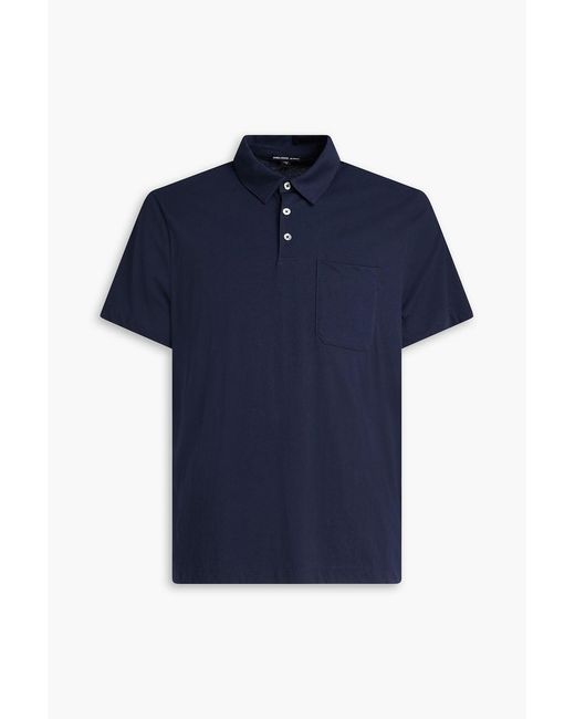 James Perse Blue Cotton And Linen-Blend Polo Shirt for men