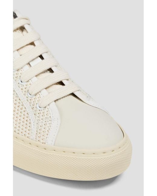 Common Projects White Retro Canvas-Trimmed Leather And Knitted Sneakers for men